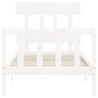 White solid wood bed frame with headboard 90x200 cm by vidaXL, Beds and slatted bases - Ref: Foro24-3193322, Price: 96,99 €, ...