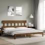 Honey brown solid wood bed frame and headboard 200x200 cm by vidaXL, Beds and slatted bases - Ref: Foro24-3193619, Price: 162...