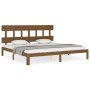 Estructura cama y cabecero madera maciza marrón miel 200x200 cm de vidaXL, Camas y somieres - Ref: Foro24-3193619, Precio: 16...