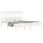 Double bed frame with white solid wood headboard by vidaXL, Beds and slatted bases - Ref: Foro24-3193602, Price: 143,05 €, Di...