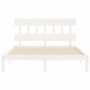 Double bed frame with white solid wood headboard by vidaXL, Beds and slatted bases - Ref: Foro24-3193602, Price: 143,05 €, Di...