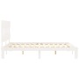 Double bed frame with white solid wood headboard by vidaXL, Beds and slatted bases - Ref: Foro24-3193602, Price: 143,05 €, Di...