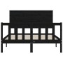 Bed frame with black solid wood headboard 140x200 cm by vidaXL, Beds and slatted bases - Ref: Foro24-3193405, Price: 199,18 €...