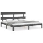 Estructura cama de matrimonio con cabecero madera maciza gris de vidaXL, Camas y somieres - Ref: Foro24-3193548, Precio: 159,...