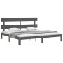 Estructura cama de matrimonio con cabecero madera maciza gris de vidaXL, Camas y somieres - Ref: Foro24-3193548, Precio: 159,...