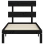 Bed frame with black solid wood headboard 90x200 cm by vidaXL, Beds and slatted bases - Ref: Foro24-3193520, Price: 113,99 €,...