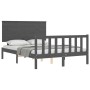 Gray solid wood bed frame with headboard 120x200 cm by vidaXL, Beds and slatted bases - Ref: Foro24-3193398, Price: 146,02 €,...