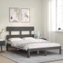 Gray solid wood bed frame with headboard 120x200 cm by vidaXL, Beds and slatted bases - Ref: Foro24-3193528, Price: 130,99 €,...