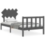 Gray solid wood bed frame with headboard by vidaXL, Beds and slatted bases - Ref: Foro24-3193433, Price: 95,11 €, Discount: %