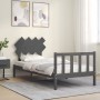 Estructura de cama con cabecero madera maciza gris de vidaXL, Camas y somieres - Ref: Foro24-3193433, Precio: 95,11 €, Descue...