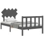 Gray solid wood bed frame with headboard by vidaXL, Beds and slatted bases - Ref: Foro24-3193433, Price: 95,11 €, Discount: %