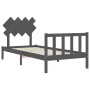 Gray solid wood bed frame with headboard by vidaXL, Beds and slatted bases - Ref: Foro24-3193433, Price: 95,11 €, Discount: %