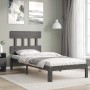 Estructura de cama con cabecero madera maciza gris 100x200cm de vidaXL, Camas y somieres - Ref: Foro24-3193588, Precio: 105,4...