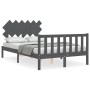 Estructura cama de matrimonio con cabecero madera maciza gris de vidaXL, Camas y somieres - Ref: Foro24-3193443, Precio: 138,...