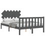 Estructura cama de matrimonio con cabecero madera maciza gris de vidaXL, Camas y somieres - Ref: Foro24-3193443, Precio: 138,...