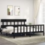 Bed frame with black solid wood headboard 200x200 cm by vidaXL, Beds and slatted bases - Ref: Foro24-3193360, Price: 198,97 €...