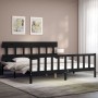 Bed frame with black solid wood headboard 200x200 cm by vidaXL, Beds and slatted bases - Ref: Foro24-3193360, Price: 198,97 €...