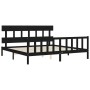 Bed frame with black solid wood headboard 200x200 cm by vidaXL, Beds and slatted bases - Ref: Foro24-3193360, Price: 198,97 €...