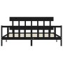 Bed frame with black solid wood headboard 200x200 cm by vidaXL, Beds and slatted bases - Ref: Foro24-3193360, Price: 198,97 €...