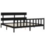 Double bed frame with black solid wood headboard by vidaXL, Beds and slatted bases - Ref: Foro24-3193290, Price: 187,95 €, Di...