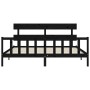 Double bed frame with black solid wood headboard by vidaXL, Beds and slatted bases - Ref: Foro24-3193290, Price: 187,95 €, Di...