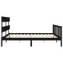 Double bed frame with black solid wood headboard by vidaXL, Beds and slatted bases - Ref: Foro24-3193290, Price: 187,95 €, Di...