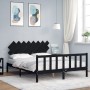 Bed frame with black solid wood headboard 160x200 cm by vidaXL, Beds and slatted bases - Ref: Foro24-3193480, Price: 181,04 €...