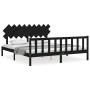 Bed frame with black solid wood headboard 160x200 cm by vidaXL, Beds and slatted bases - Ref: Foro24-3193480, Price: 181,04 €...