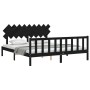 Bed frame with black solid wood headboard 160x200 cm by vidaXL, Beds and slatted bases - Ref: Foro24-3193480, Price: 181,04 €...