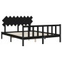 Bed frame with black solid wood headboard 160x200 cm by vidaXL, Beds and slatted bases - Ref: Foro24-3193480, Price: 181,04 €...