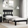 Bed frame with black solid wood headboard 100x200 cm by vidaXL, Beds and slatted bases - Ref: Foro24-3193590, Price: 109,99 €...