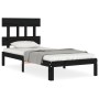 Bed frame with black solid wood headboard 100x200 cm by vidaXL, Beds and slatted bases - Ref: Foro24-3193590, Price: 109,99 €...