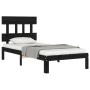 Bed frame with black solid wood headboard 100x200 cm by vidaXL, Beds and slatted bases - Ref: Foro24-3193590, Price: 109,99 €...