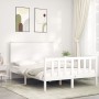 White solid wood bed frame with headboard 140x200 cm by vidaXL, Beds and slatted bases - Ref: Foro24-3193402, Price: 154,42 €...