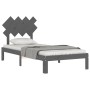 Estructura de cama con cabecero madera maciza gris 90x200 cm de vidaXL, Camas y somieres - Ref: Foro24-3193713, Precio: 106,9...