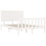 White solid wood bed frame with headboard 140x200 cm by vidaXL, Beds and slatted bases - Ref: Foro24-3193402, Price: 154,42 €...