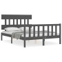 Estructura de cama con cabecero madera maciza gris 140x190 cm de vidaXL, Camas y somieres - Ref: Foro24-3193318, Precio: 141,...