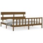 Estructura cama y cabecero madera maciza marrón miel 200x200 cm de vidaXL, Camas y somieres - Ref: Foro24-3193294, Precio: 16...