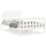 Estructura cama de matrimonio con cabecero madera maciza blanco de vidaXL, Camas y somieres - Ref: Foro24-3193442, Precio: 14...