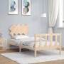 Bed frame with solid wood headboard 90x200 cm by vidaXL, Beds and slatted bases - Ref: Foro24-3193451, Price: 89,58 €, Discou...