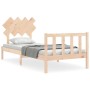 Bed frame with solid wood headboard 90x200 cm by vidaXL, Beds and slatted bases - Ref: Foro24-3193451, Price: 89,58 €, Discou...