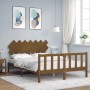 Double bed frame with honey brown wooden headboard by vidaXL, Beds and slatted bases - Ref: Foro24-3193474, Price: 152,99 €, ...