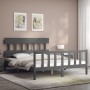 Estructura de cama matrimonio con cabecero madera maciza gris de vidaXL, Camas y somieres - Ref: Foro24-3193343, Precio: 161,...