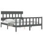 Estructura de cama matrimonio con cabecero madera maciza gris de vidaXL, Camas y somieres - Ref: Foro24-3193343, Precio: 161,...