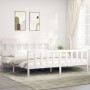 White solid wood bed frame with headboard 200x200cm by vidaXL, Beds and slatted bases - Ref: Foro24-3193357, Price: 149,60 €,...