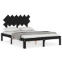 Bed frame with black solid wood headboard 120x200 cm by vidaXL, Beds and slatted bases - Ref: Foro24-3193725, Price: 136,99 €...