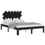 Bed frame with black solid wood headboard 120x200 cm by vidaXL, Beds and slatted bases - Ref: Foro24-3193725, Price: 136,99 €...