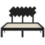 Bed frame with black solid wood headboard 120x200 cm by vidaXL, Beds and slatted bases - Ref: Foro24-3193725, Price: 136,99 €...