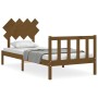 Honey brown solid wood bed frame with headboard by vidaXL, Beds and slatted bases - Ref: Foro24-3193434, Price: 135,27 €, Dis...