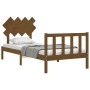 Honey brown solid wood bed frame with headboard by vidaXL, Beds and slatted bases - Ref: Foro24-3193434, Price: 135,27 €, Dis...